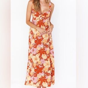 Show Me Your MuMu Floral Maxi Dress XL groovy sleeveless bloom tropical multi